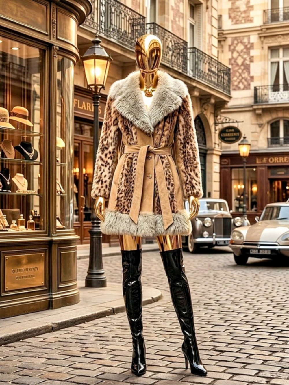 Vintage Leopard Animal Print Fur Coat Size 9/3B